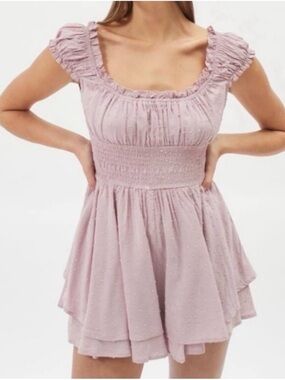 Urban Outfitters Lilac Swiss Dot Ruffle Romper